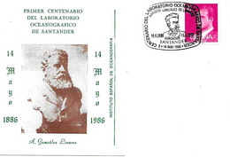 Cantabria " Centº Laboratorio Oceanográfico " 1986 Matasellos Sobre Tarjeta Postal. Santander. - Otros & Sin Clasificación