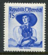 AUSTRIA 1948 Costumes Definitive 1 S. Blue.LHM / *.  Michel 910 - Unused Stamps