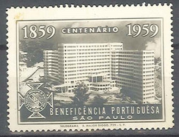 1859 Centenário 1959 Beneficencia Portuguese SÃO PAULO Vignette Vinheta CINDERELLA - Vignettes De Fantaisie
