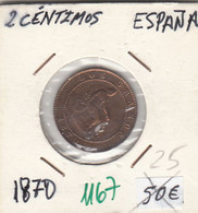 CRE1167 MONEDA ESPAÑA REPUBLICA 2 CENTIMOS 1870 MBC - Monete Provinciali