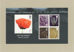 Great Britain 2008 PHQ Card Sc 2614a Armistice 1918-2008 Lest We Forget - PHQ Karten