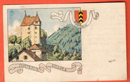 OAC-17 Châteaux Suisses Valangin  Litho Reuler  Dos Simple, Cachert Le Locle 1910, Timbre Manque - Le Locle