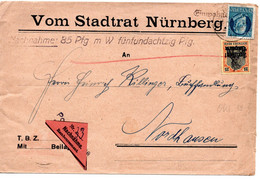 55839 - Altdeutschland / Bayern - 1919 - 25Pfg Germania "Freistaat" MiF A NN-Bf NUERNBERG -> Nordhausen - Cartas & Documentos