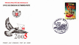 " 29 ème FESTIVAL DE CIRQUE DE MONTE-CARLO " Sur Enveloppe 1er Jour De MONACO De 2004 N° YT 2461. Parf état FDC - Circus