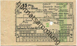 Deutschland - Potsdam - Stadtwerke Potsdam - Abt. Verkehrsbetriebe - Fahrschein 15Rpf. 1-2 Teilstrecken - Rückseitig Wer - Europe