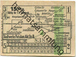 Deutschland - Potsdam - Stadtwerke Potsdam - Abt. Verkehrsbetriebe - Fahrschein 15Rpf. 1-2 Teilstrecken - Rückseitig Wer - Europa