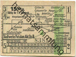 Deutschland - Potsdam - Stadtwerke Potsdam - Abt. Verkehrsbetriebe - Fahrschein 15Rpf. 1-2 Teilstrecken - Rückseitig Wer - Europe