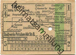 Deutschland - Potsdam - Stadtwerke Potsdam - Abt. Verkehrsbetriebe - Fahrschein 15Rpf. 1-2 Teilstrecken - Rückseitig Wer - Europe