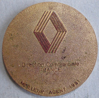 Médaille En Bronze RENAULT , Direction Commerciale France, Meilleur Agent 1981 - Professionali / Di Società