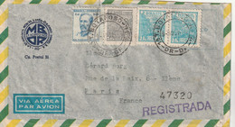 Brésil Lettre Recommandée Avion BOTAFOGO 9/10/1951 Pour Paris France - - Covers & Documents