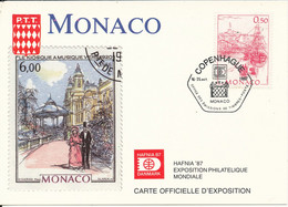 Monaco Postcard HAFNIA '87 World Philatelic Exposition Copenhagen 16-25/10 1987 - Covers & Documents