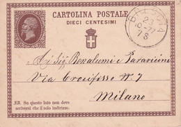 ITALIE ENTIER POSTAL DE BRESCIA 1878 - Entiers Postaux