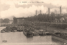 Clichy * Vue Sur Le Port Et L'usine à Gaz * Péniche Batellerie * Usine Cheminée - Clichy