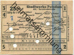 Deutschland - Potsdam - Stadtwerke Potsdam - Abt. Verkehrsbetriebe - Fahrschein 25Rpf. 5-6 Teilstrecken - Rückseitig Wer - Europa