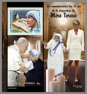 DJIBOUTI 2022 MNH Mother Teresa Pope John-Paul II. Princess Diana S/S 2 - OFFICIAL ISSUE - DHQ2245 - Madre Teresa