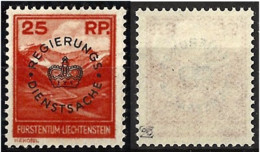 Liechtenstein 1933: REGIERUNGS-DIENSTSACHE Zu D 9 (25 Rp Orange) Mi 9 Yv TS 9 ** MNH (Zu CHF 125.00) - Dienstzegels