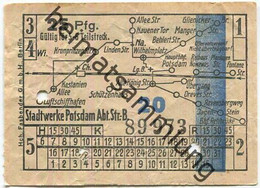 Deutschland - Potsdam - Stadtwerke Potsdam - Abt. Verkehrsbetriebe - Fahrschein 25Rpf. 5-6 Teilstrecken - Europa