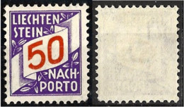 Liechtenstein 1928: ERSTE NACHPORTO-Marke N° 20 (50 Rp) In Schweizer Währung ** Postfrisch MNH (Zu CHF 45.00) - Taxe