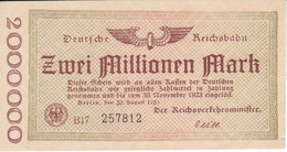 BILLETE DE ALEMANIA DE ZWEI MILLIONEN MARK DEL AÑO 1923 SIN CIRCULAR (UNC) (BANKNOTE) - 2 Mio. Mark