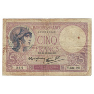 France, 5 Francs, 1940, Y.66120, B, Fayette:F.04.15, KM:83 - 5 F 1917-1940 ''Violet''
