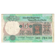 Billet, Inde, 5 Rupees, KM:80f, TTB - India