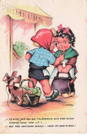 ILLUSTRATEUR - S01949 - Gougeon - Fillettes Discutant - Chien Urinant Sur Un Panier - Sac - Bouteille - Carte Souple -L1 - Gougeon