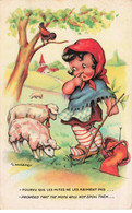 ILLUSTRATEUR - S01950 - Gougeon - Fillette Gardant Des Moutons - Panier Oiseau - Carte Souple -L1 - Gougeon