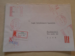 D192121   Hungary Registered  Cover  1992   Ema -red Meter - Machine Labels [ATM]