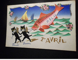 1ER AVRIL - S00065 - Paillettes - Fleurs - Poissons - Chats Noirs -Roses - Voiliers - A Système - L1 - 1er Avril - Poisson D'avril