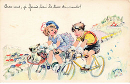 ILLUSTRATEUR - S01971 - Janser - Enfants Faisant Du Vélo - Chien Dans Un Panier - L1 - Janser