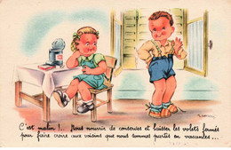 ILLUSTRATEUR - S01974 - Gougeon - Enfants Mangeant Des Conserves - L1 - Gougeon