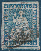 Suisse Déesse Assise Non Dentelé N°27 Fil Vert Papier épais Oblitéré Dateur Très Belles Marges Plusieurs Voisins TTB - Used Stamps