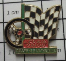 510c Pin's Pins / Beau Et Rare / SPORTS / RALLYE DE LA MATHEYSINE ECURIE OBIOU VOLANT DRAPEAU A DAMIERS - Car Racing - F1