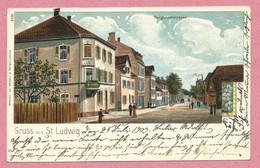 68 - GRUSS Aus ST. LUDWIG - St. LOUIS - Litho Couleur - Burgfelderstrasse - Saint Louis