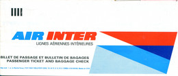 Billet D'avion Air Inter : Orly - Perpipnan - Orly - Au Verso Publicité TRT (années 80) - Tickets