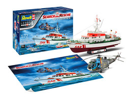 Revell - SET SAR DGzRS Berlin + SEA KING "Good Bye" + Peinture + Colle Maquette Kit Plastique Réf. 05683 Neuf NBO 1/72 - Boats