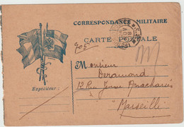 5868 Correspondance Militaire Franchise Militaire 1918 Deramand Marseille - Lettres & Documents