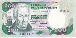 BILLETE DE COLOMBIA DE 200 PESOS DE ORO DEL AÑO 1991 SIN CIRCULAR (UNC) (BANKNOTE) - Colombie