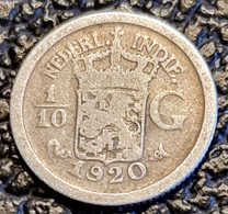 NETHERLANDS EAST INDIES 1/10 GULDEN 1920 (Silver) - Indie Olandesi