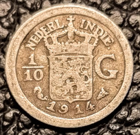 NETHERLANDS EAST INDIES 1/10 GULDEN 1914 (Silver) - Indes Néerlandaises