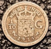 NETHERLANDS EAST INDIES 1/10 GULDEN 1914 (Silver) - Indes Neerlandesas