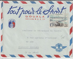 CAMEROUN - 1957 - FIDES / ENVELOPPE PUB ILLUSTREE (SPORTS BERTIN) ! Par AVION De DOUALA => CLERMONT - Lettres & Documents