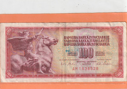 NARODNA BANKA JUGOSLAVIJE  - 100 DINARA  - 1 - VIII - 1965     . N°  AM 1638528   .  2 SCANES - Yougoslavie