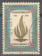 UNO Wien 1988 Erklärung Der Menschenrechte Flamme 88 Blockeinzelmarke Gestempelt Wien Postmark Cancel - Oblitérés