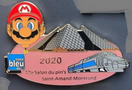 TGV GRIS - RADIO FRANCE BLEU BERRY - SUPER MARIO - TRAIN - 10ème SALON DU PIN'S SAINT - AMAND - MONTROND - EGF - (30) - TGV