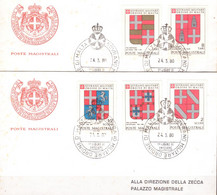 Italia S.M.O.M. 1980 Stemmi Dei Grandi Maestri UnN°175/179 FDC (o) Vedere Scansione - Lotti E Collezioni
