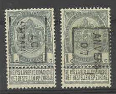 Preo Anvers 1907 Position A + B => Centrale Stempel - Rollenmarken 1900-09