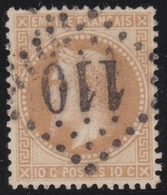 France   .   Y&T  .   28B      .     O    .    Oblitéré - 1863-1870 Napoléon III Lauré
