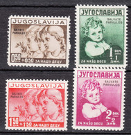Yugoslavia Kingdom, Salvate Parvulos Ovpt. 1938 Mi#366-369 Mint Hinged - Unused Stamps