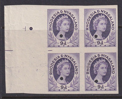 Rhodesia & Nyasaland, Scott 148 (SG 8), Imperf Plate Proof Block Of Four - Rhodesia & Nyasaland (1954-1963)